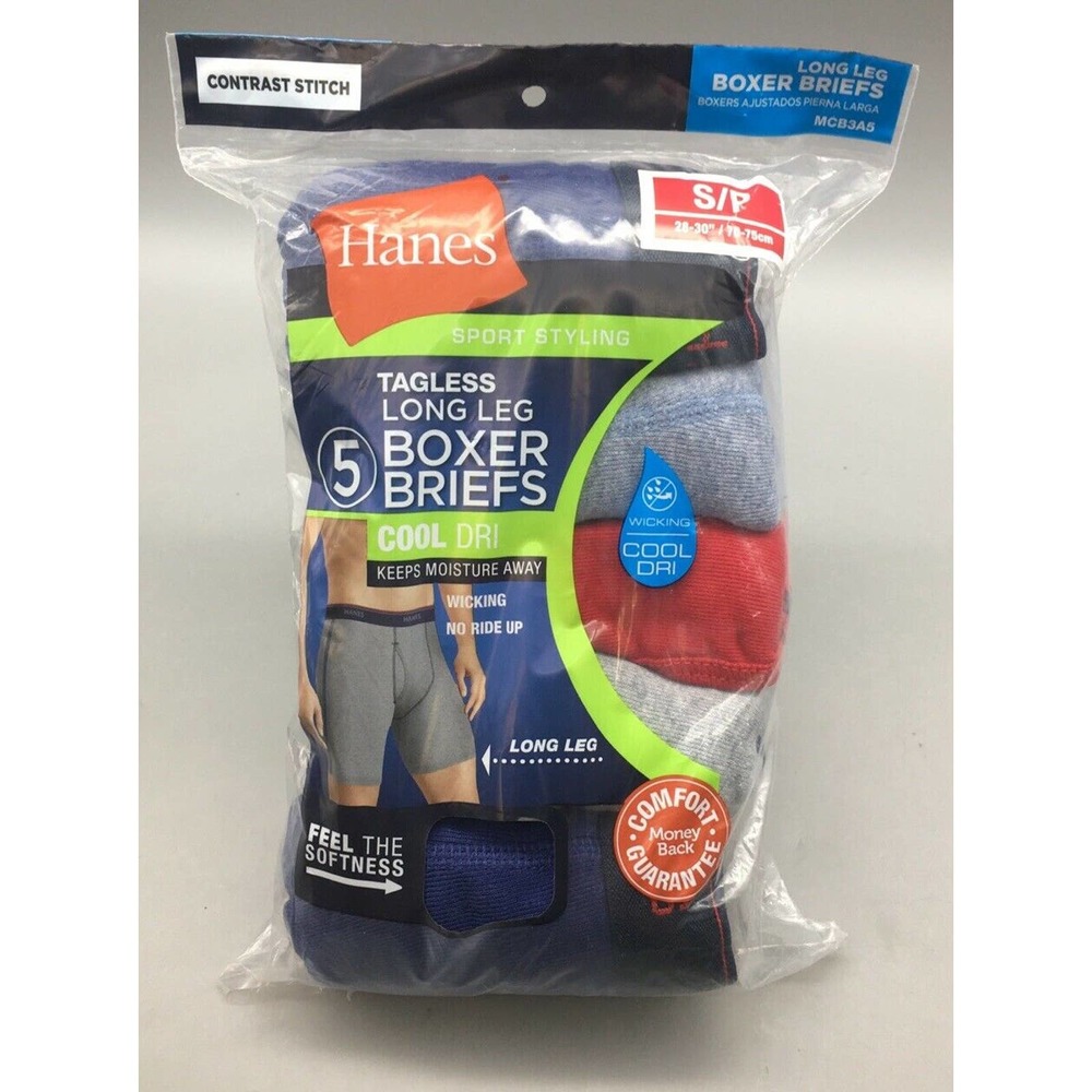 Hanes Men's Cool DRI Long Leg Boxer Briefs Waistband 15-Pack